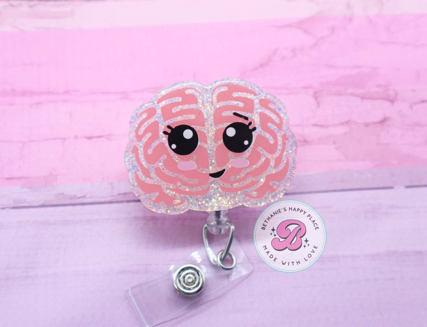 Brain badge reel, brain badge holder, badge reel for neurologist, neurologist gifts, badge reel nurse, medical ID badge holder