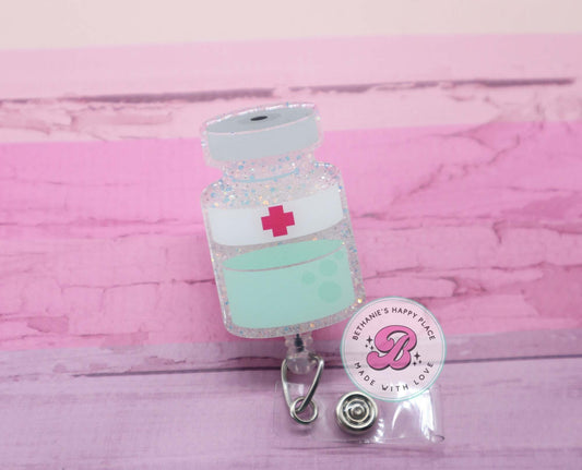 Medicine vial badge reel, medical badge holder, retractable badge holder, badge reel nurse, gifts for nurse, medicine badge clip