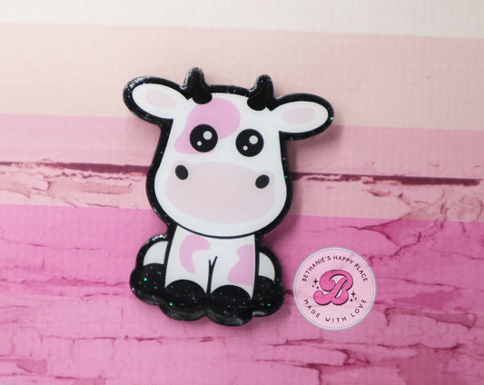 Pink cow magnet, cow magnet, cow fridge magnet, cute refrigerator magnet, cow gifts, acrylic glitter magnet, farm gifts, farm magnet