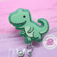 Dinosaur badge reel, t-rex badge reel, dino badge holder, happy dinosaur badge reel, dinosaur gifts, nurse badge clip, medical badge reel