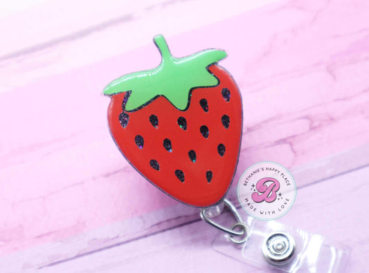 Strawberry badge reel, strawberry badge holder, fruit badge reel, cute badge reel, medical ID badge reel, badge reel for nurse