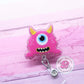 Pink monster badge reel, monster badge holder, ID badge reel, medical badge clip, badge reel for nurse, teacher badge reel, cute badge clip