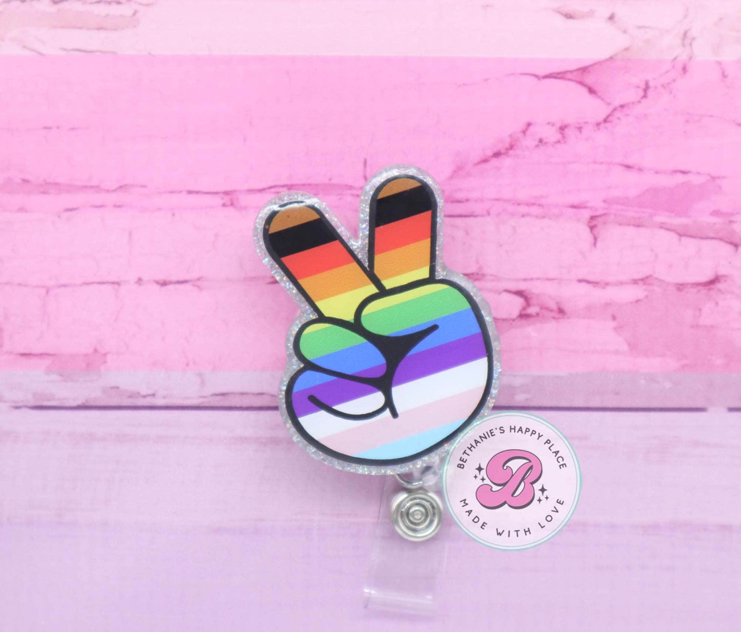 Pride peace badge reel, pride badge holder, rainbow peace badge reel, love badge reel, pride badge clip, pride gifts