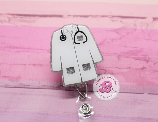 Lab coat badge reel, lab badge holder, ID badge clip, retractable badge reel doctor, badge reel nurse, lab life badge reel, lab tech gifts