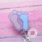 Baby feet badge reel, labor and delivery nurse badge reel, L&D badge reel, acrylic badge reel, retractable delivery nurse badge holder