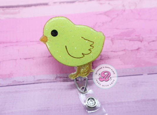 Chick badge reel, baby chick badge holder, Easter chick badge reel, Easter badge clip, badge reel nurse, retractable ID badge holder