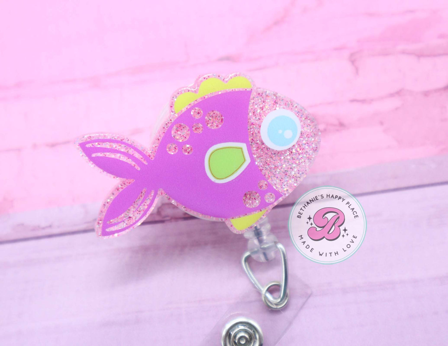 fish badge reel, fish badge holder, badge clip, fish lanyard, medical ID badge holder, retractable, badge reel nurse, teacher badge reel