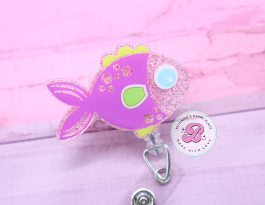 fish badge reel, fish badge holder, badge clip, fish lanyard, medical ID badge holder, retractable, badge reel nurse, teacher badge reel