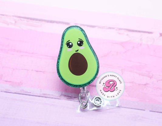 Avocado badge holder, avocado badge reel, cute avocado, avocado gifts, nurse badge clip, medical ID badge holder, teacher badge reel