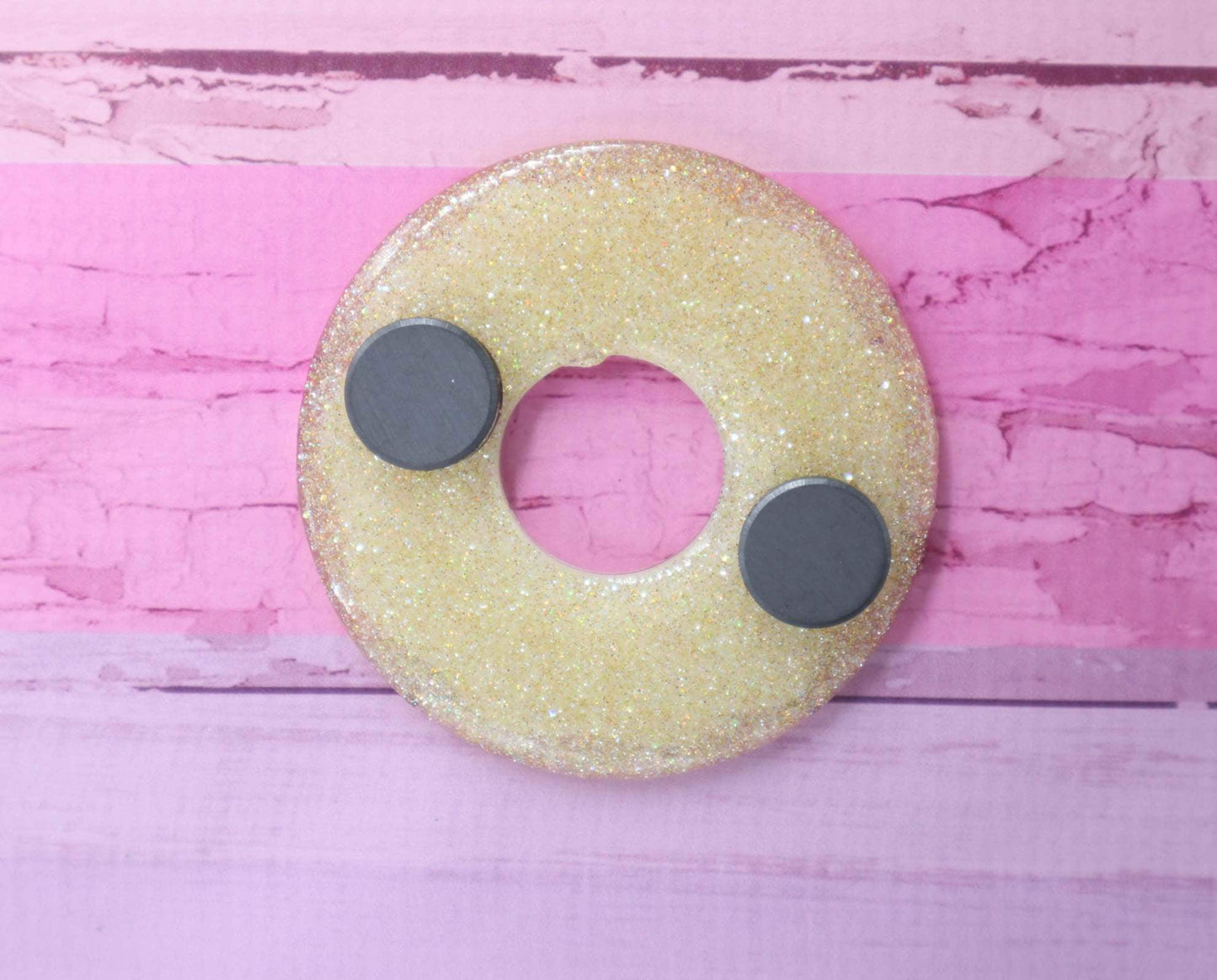 Pink donut magnet, donut fridge magnet, cute refrigerator magnet, donut gifts, acrylic glitter magnet, food gifts, breakfast magnet