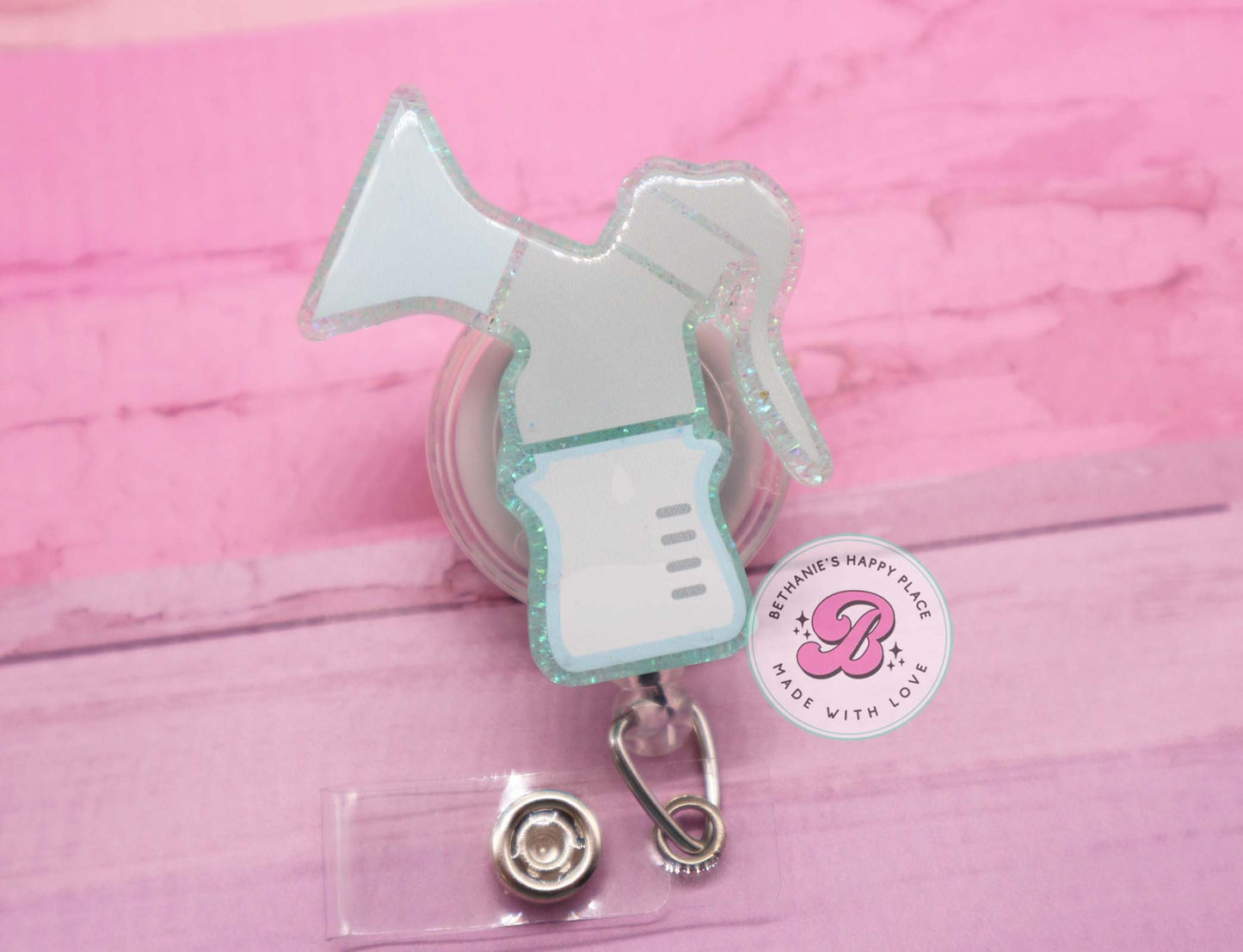 Breast pump badge reel, lactation consultant badge holder, badge reel nurse, baby badge reel, breast feeding badge reel, badge clip