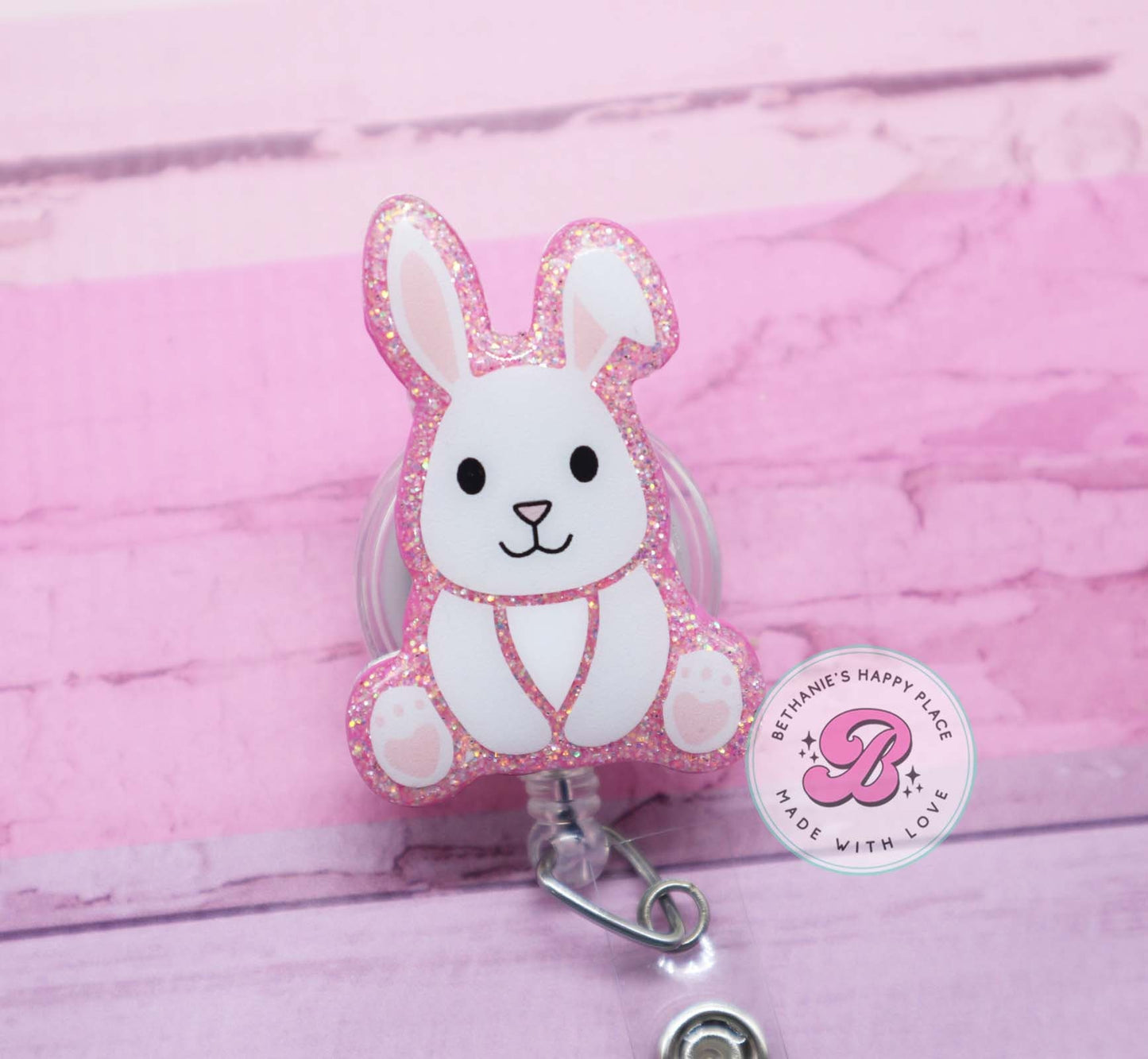 Bunny badge reel, Easter bunny badge clip, rabbit badge reel, Easter badge holder, ID badge holder, badge clip nurse, Easter gifts