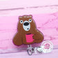 Bear badge reel, coffee bear badge reel, bear with coffee, sleepy bear badge reel, bear badge holder, cute badge clip, retractable