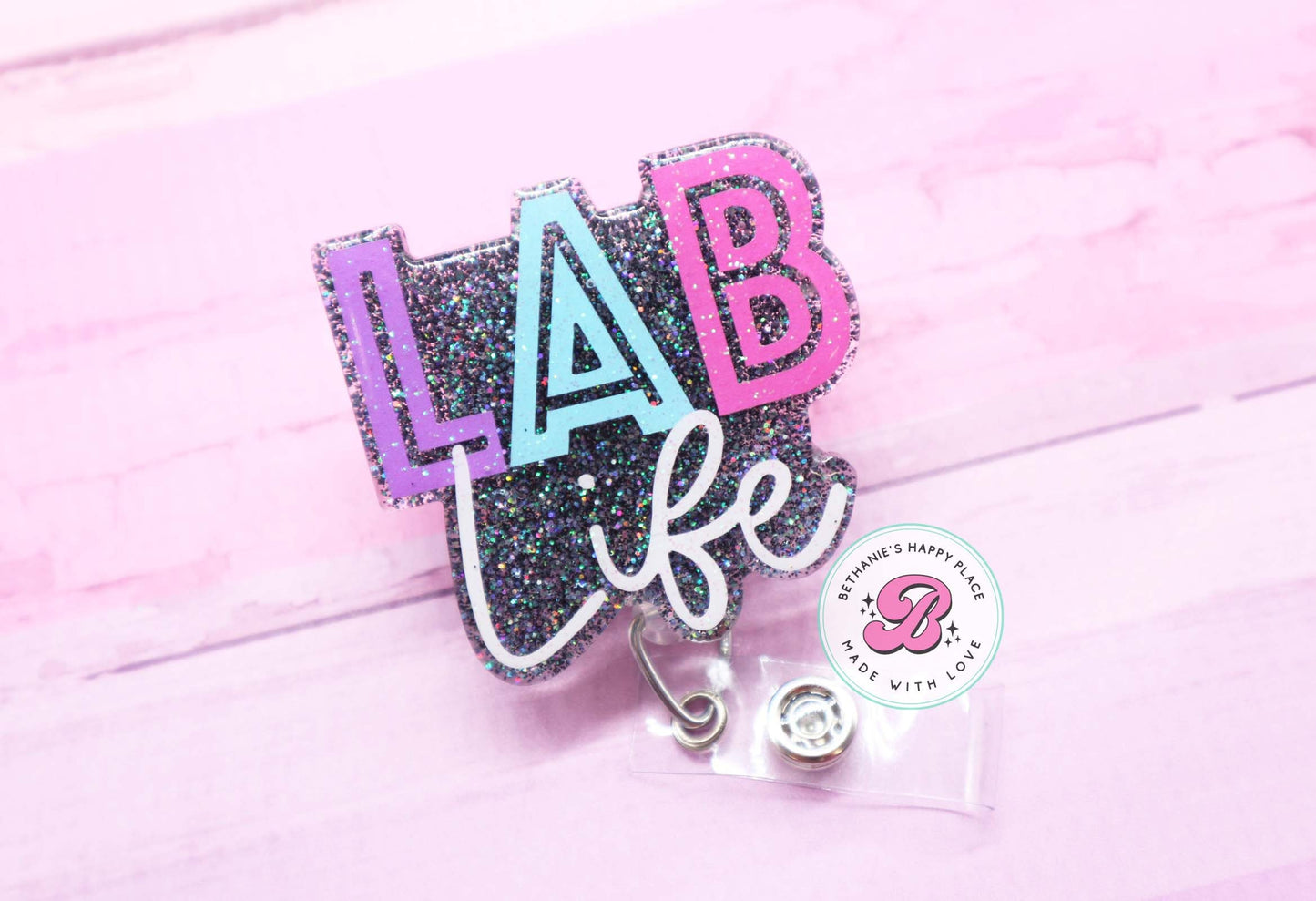 Lab life badge reel, lab badge reel, lab tech badge holder, retractable medical ID badge holder, lab life badge clip, medical badge reel