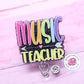 Music teacher badge reel, music teacher gifts, music teacher retractable badge holder, teacher badge clip, ID badge holder for teacher