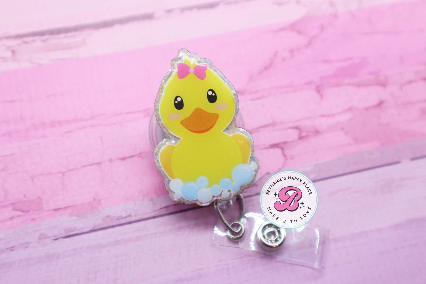 Rubber duck badge reel, duck badge reel, rubber ducky badge holder, retractable ID badge clip, cute badge reel, badge holder for nurse