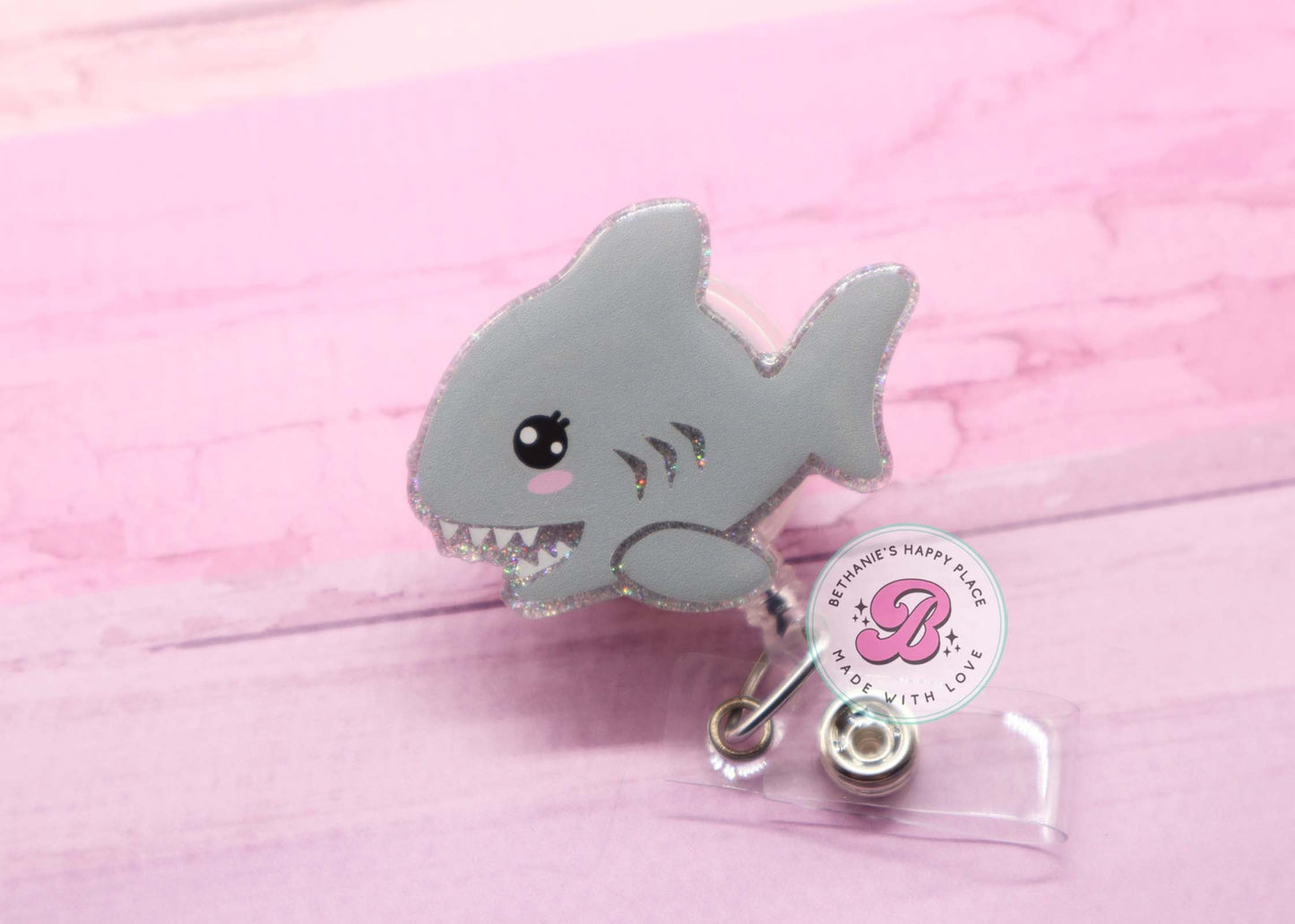 Shark badge reel - cute shark badge clip - shark badge holder - shark gifts - nurse badge reel - teacher badge reel - medical ID lanyard