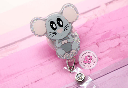 Mouse badge reel, cute mouse badge holder, acrylic badge reel, medical ID badge clip, retractable badge holder, badge reel for nurse