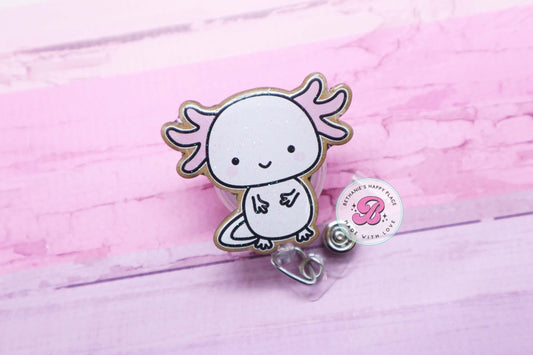 Axolotl badge clip, axolotl badge holder, axolotl gifts, badge reel nurse, cute badge holder, teacher retractable lanyard, ID badge holder