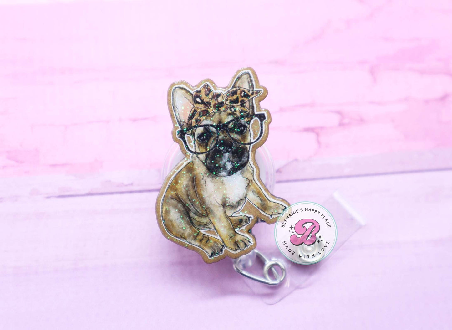 French bulldog badge reel, French Bulldog badge holder, french bulldog gifts, dog badge reel nurse, ID holder, lanyard, dog badge clip