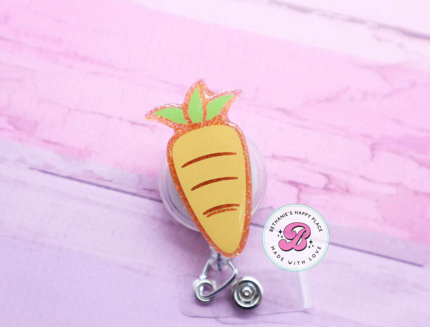 Carrot badge reel, veggie badge reel, Easter badge reel, carrot badge holder, cute badge reel nurse, medical ID badge holder, lanyard