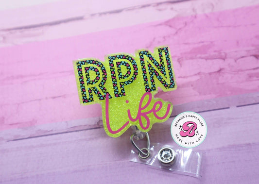 RPN life badge reel, RPN badge holder, nurse badge reel, nurse badge holder, gift for nurse, practical nurse, retractable lanyard