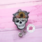 Be kind skull badge reel, floral skull badge reel, skull badge holder, badge reel nurse, skull gifts, retractable badge reel, skull lanyard