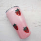 READY TO SHIP 20oz strawberry glitter tumbler, personalized strawberry travel cup, strawberry gifts, epoxy glitter tumbler, custom tumbler