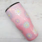 READY TO SHIP 24oz daisy glitter tumbler, pastel daisies, pastel flower glitter tumbler, personalized floral travel cup, gifts for mom