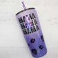 READY TO SHIP mama purple leopard glitter tumbler, purple ombre glitter tumbler, epoxy tumbler, personalized mama tumbler