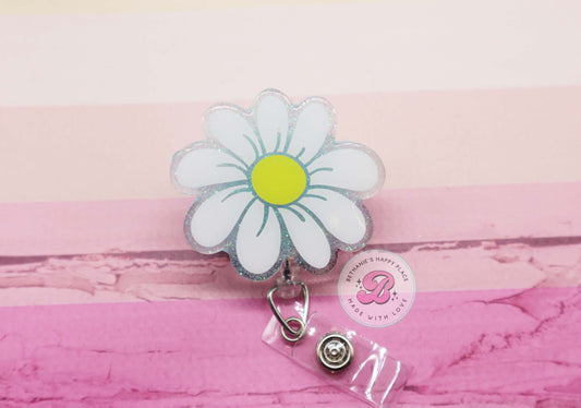 Daisy badge reel, daisy badge holder, flower badge reel, retractable lanyard, daisy gifts, nurse badge reel, nurse gifts