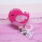 Pink bird badge reel, bird badge reel, pink bird lanyard, retractable ID badge holder, badge reel nurse, teacher badge holder