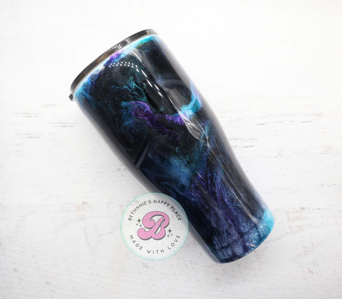 READY TO SHIP 24oz black, purple, teal marble tumbler, alcohol ink tumbler, custom tumbler, travel cup, swirl tumbler