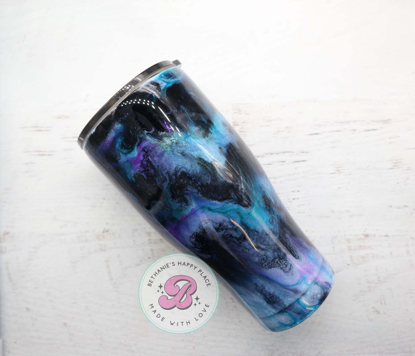 READY TO SHIP 24oz black, purple, teal marble tumbler, alcohol ink tumbler, custom tumbler, travel cup, swirl tumbler