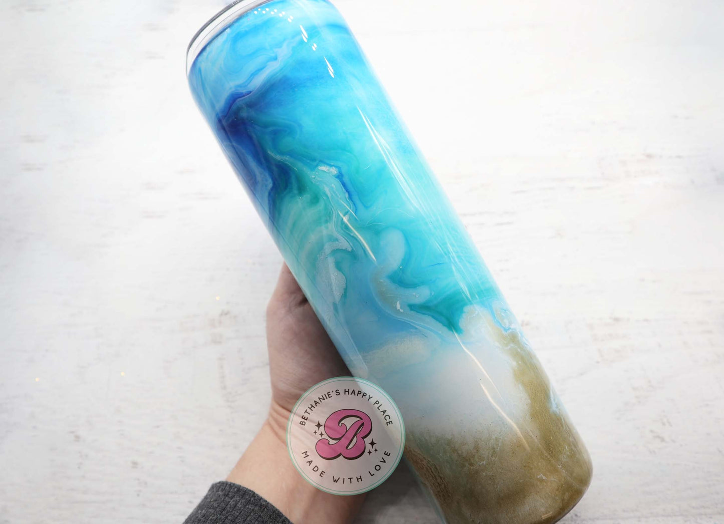 READY TO SHIP 30oz beach swirl marble tumbler, alcohol ink tumbler, custom tumbler, travel cup, swirl tumbler, personalized tumbler for her