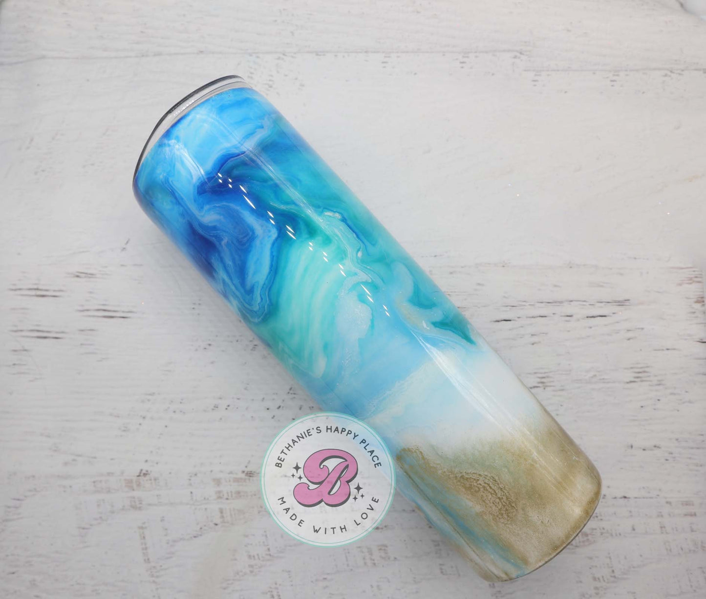 READY TO SHIP 30oz beach swirl marble tumbler, alcohol ink tumbler, custom tumbler, travel cup, swirl tumbler, personalized tumbler for her