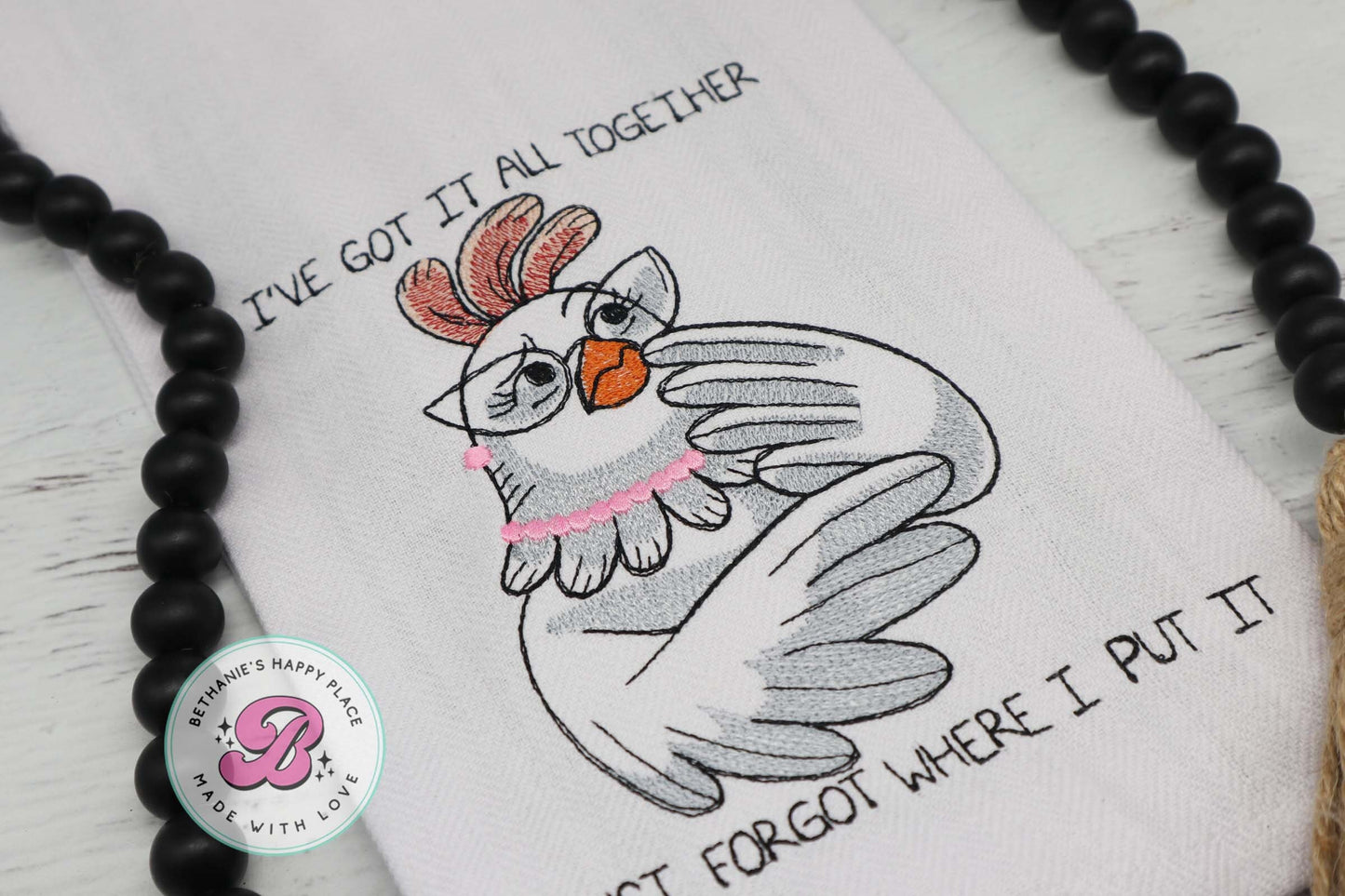 I have it all together, I just forgot where I put it, funny chicken kitchen towel, chicken gifts, farmhouse decor, funny chicken gifts