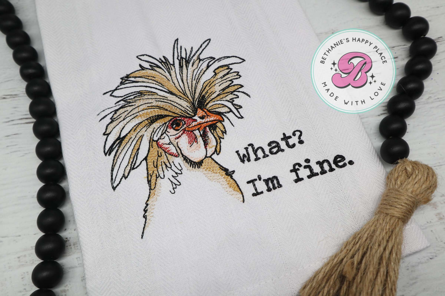 Funny chicken kitchen towel, chicken dish cloth, what? I'm fine, I'm fine chicken towel, farmhouse decor, funny chicken gifts, housewarming