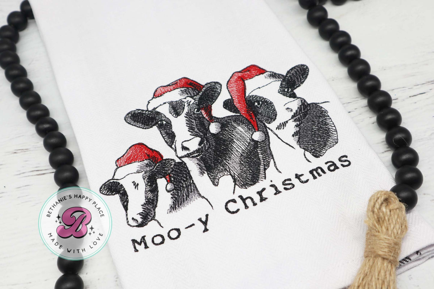 Christmas cow kitchen towel, Christmas cow dish cloth, moo-y Christmas, funny Christmas gifts, funny Christmas cow, Christmas kitchen gifts