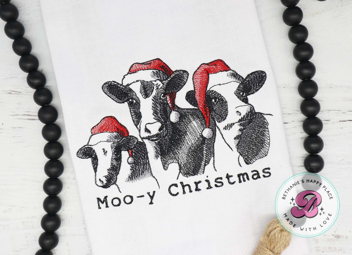 Christmas cow kitchen towel, Christmas cow dish cloth, moo-y Christmas, funny Christmas gifts, funny Christmas cow, Christmas kitchen gifts