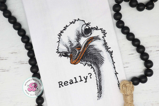 Funny ostrich kitchen dish cloth, ostrich kitchen towel, housewarming gifts, annoyed ostrich, funny gifts, bird kitchen decor