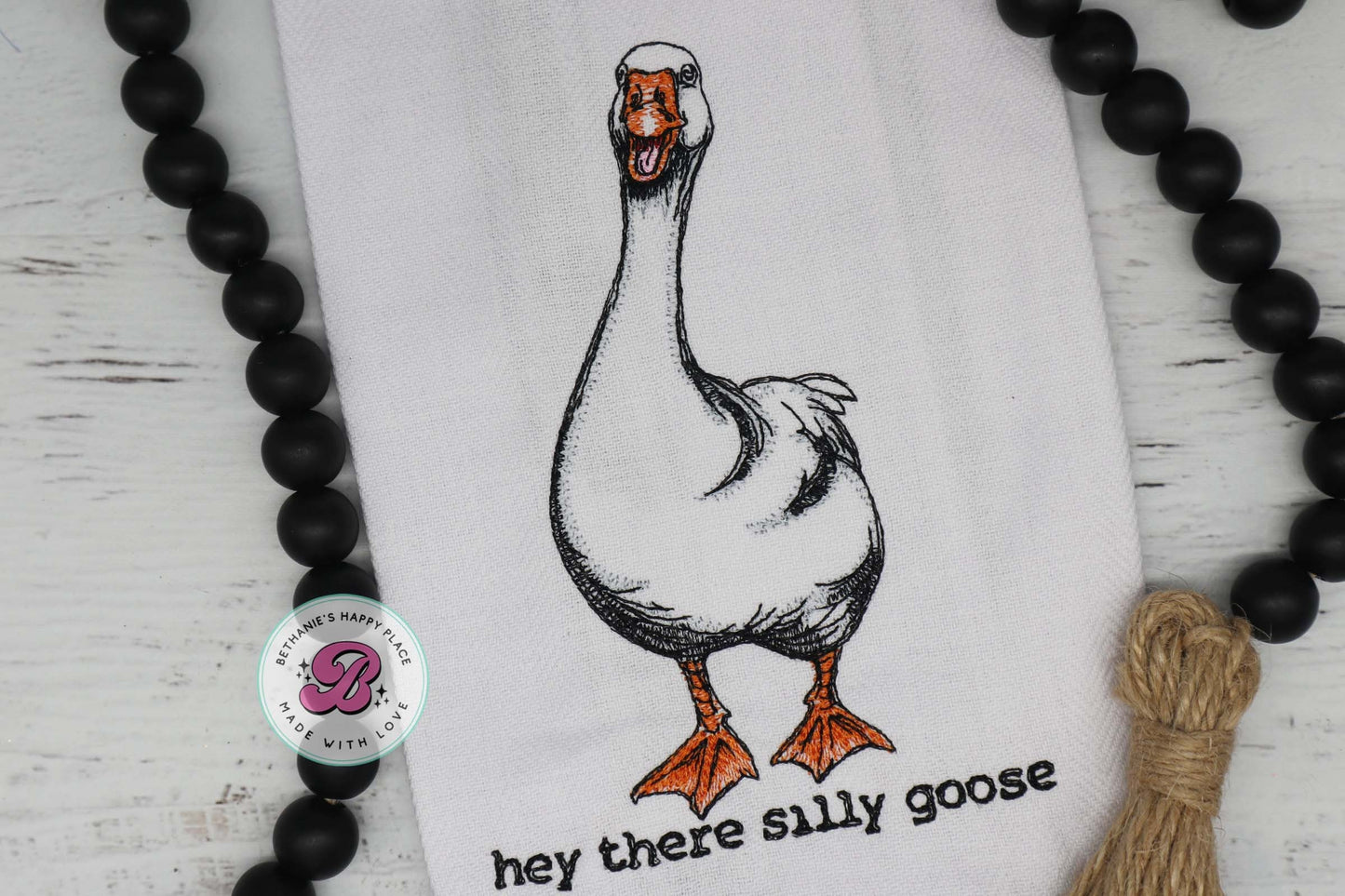 Hey there silly goose kitchen towel, goose gifts, cute goose kitchen towel, silly goose gifts, farmhouse decor, goose kitchen dish towel