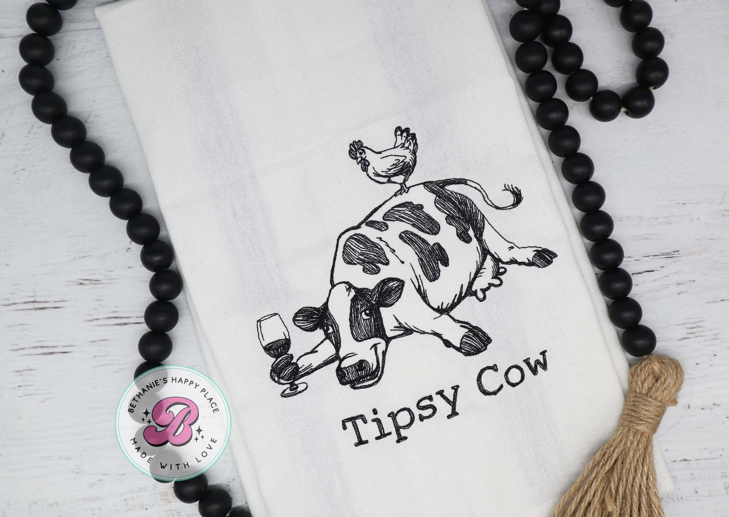 Tipsy cow kitchen dish cloth, drunk cow kitchen towel, funny cow kitchen towel, drinking gifts, cow gifts, farmhouse decor, funny cow gifts