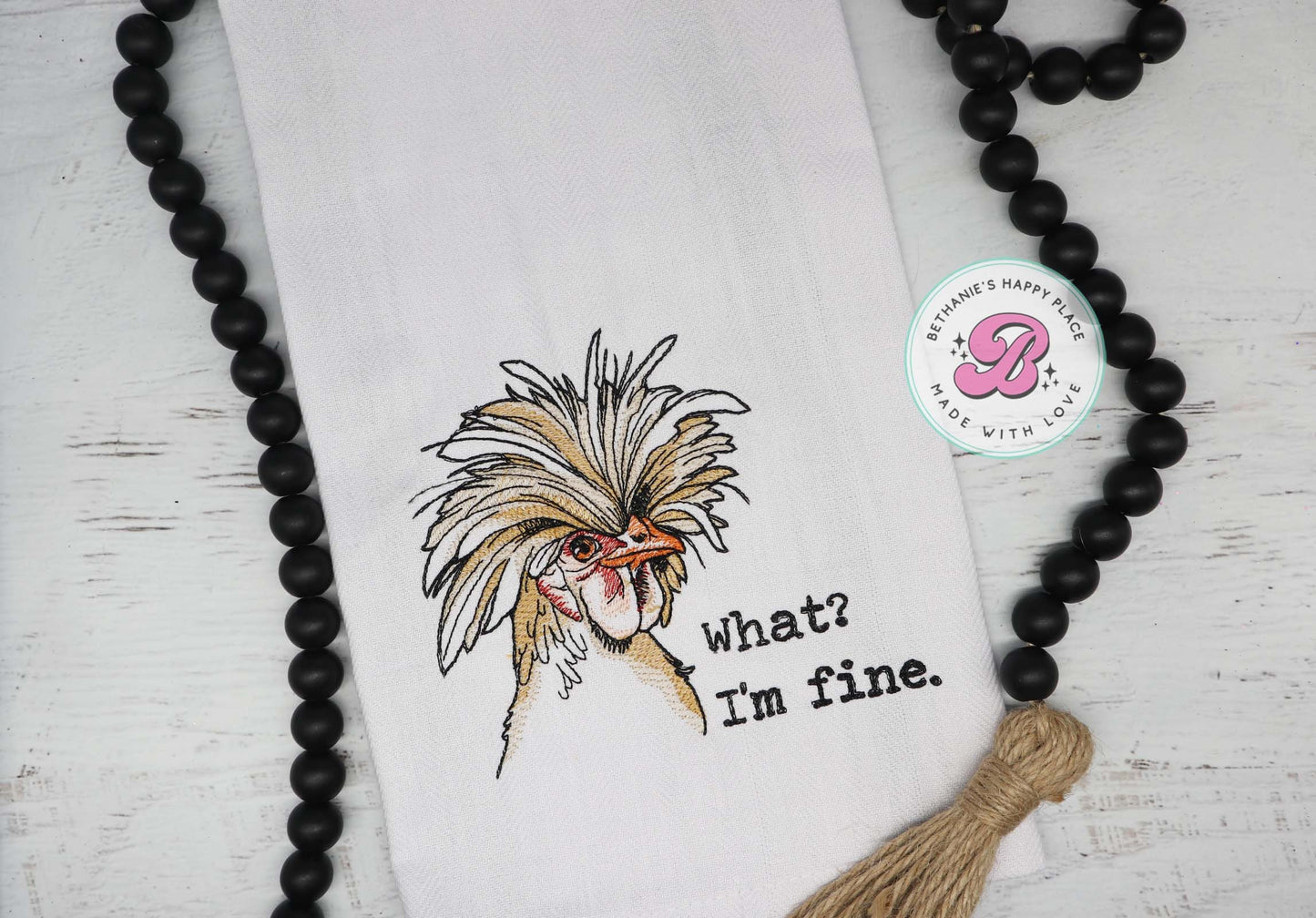 Funny chicken kitchen towel, chicken dish cloth, what? I'm fine, I'm fine chicken towel, farmhouse decor, funny chicken gifts, housewarming