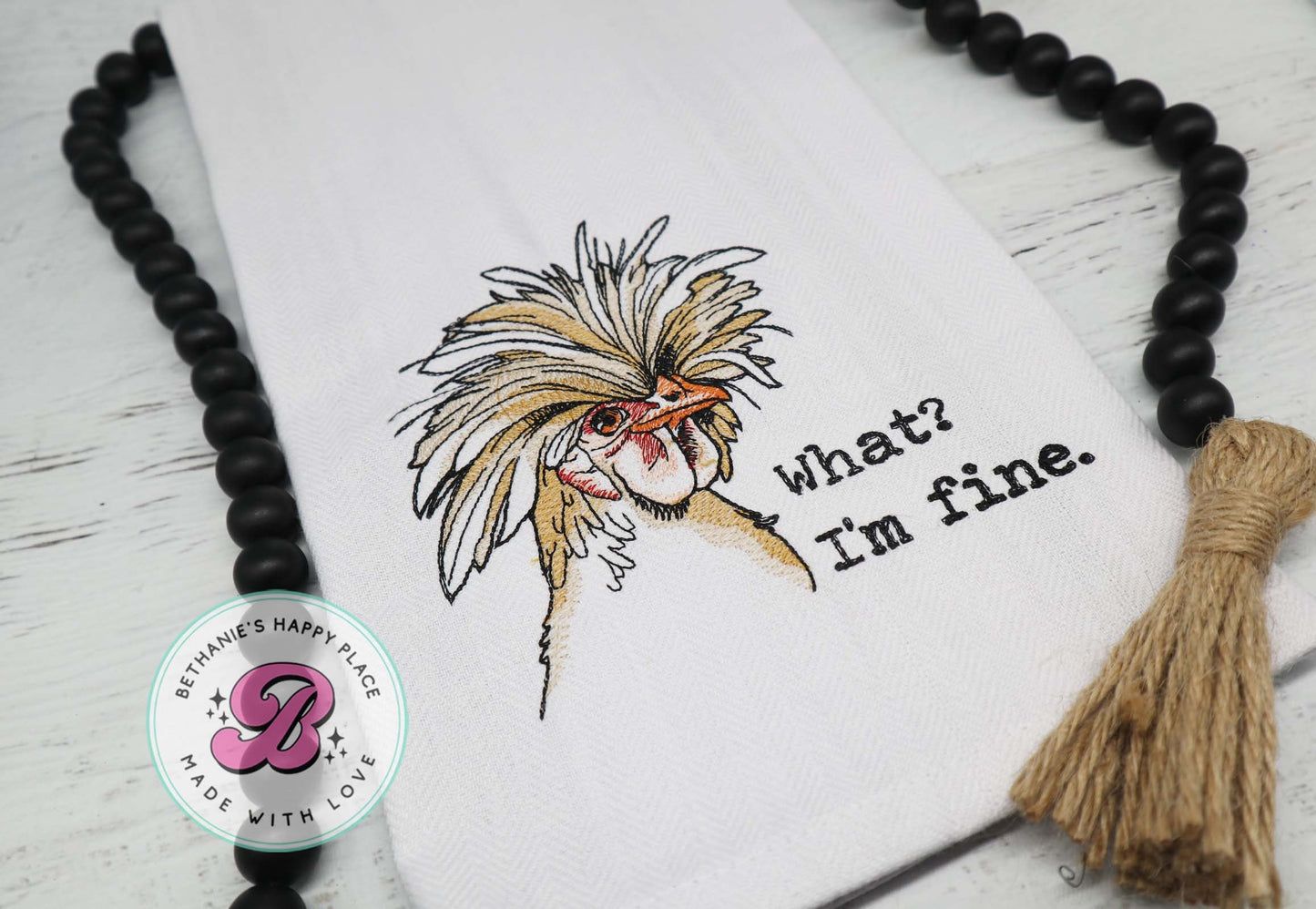 Funny chicken kitchen towel, chicken dish cloth, what? I'm fine, I'm fine chicken towel, farmhouse decor, funny chicken gifts, housewarming