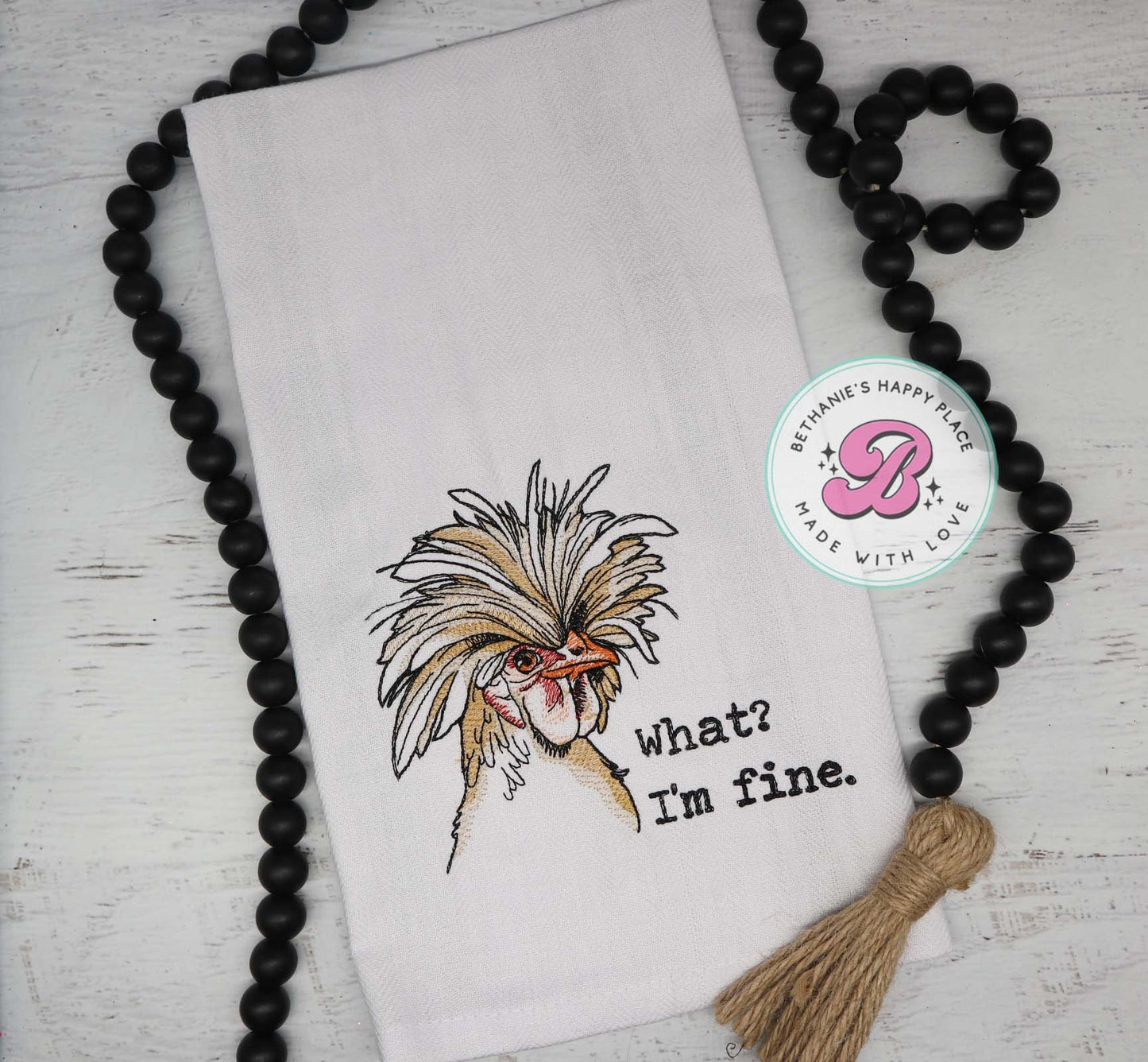 Funny chicken kitchen towel, chicken dish cloth, what? I'm fine, I'm fine chicken towel, farmhouse decor, funny chicken gifts, housewarming