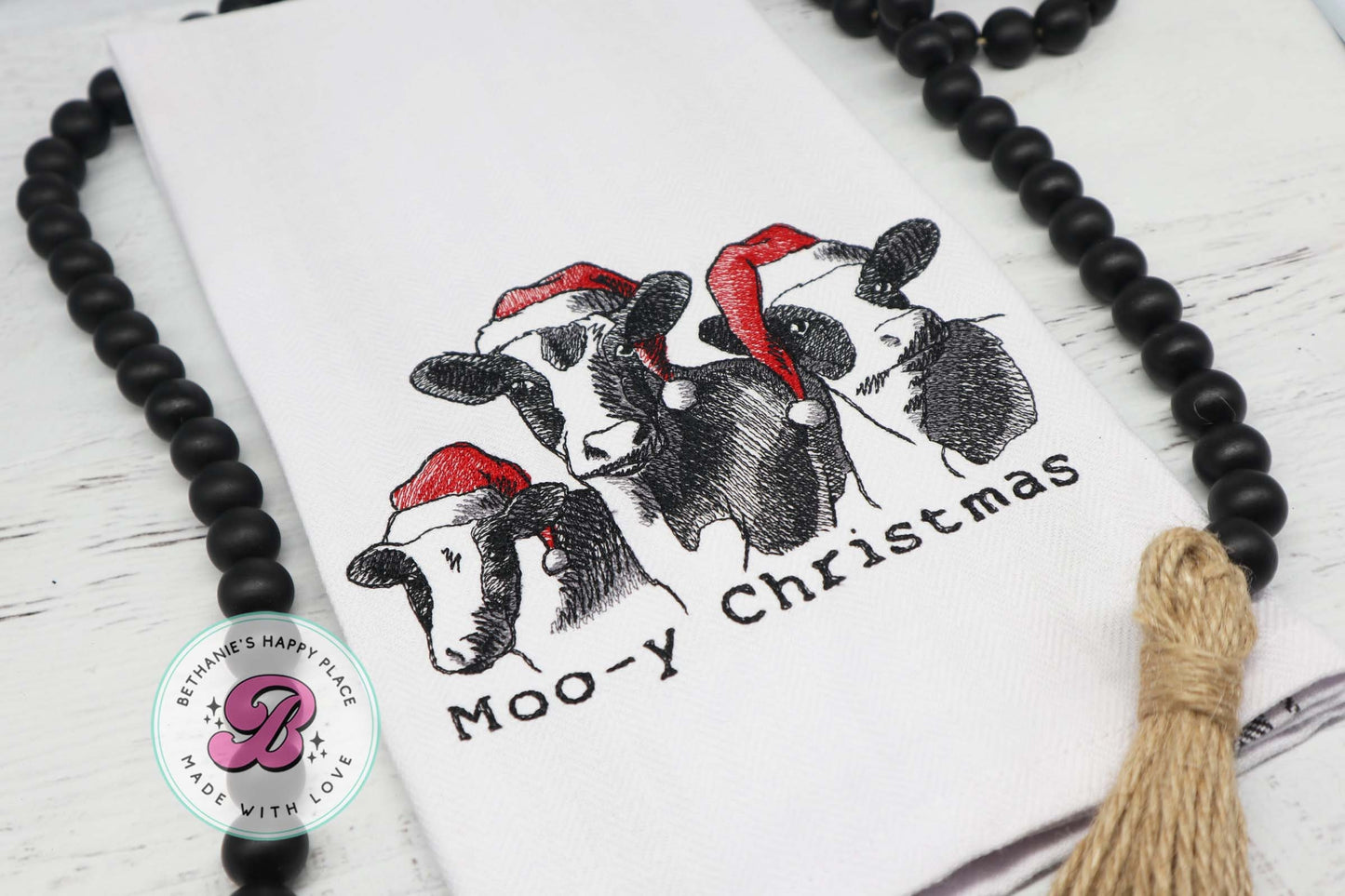 Christmas cow kitchen towel, Christmas cow dish cloth, moo-y Christmas, funny Christmas gifts, funny Christmas cow, Christmas kitchen gifts