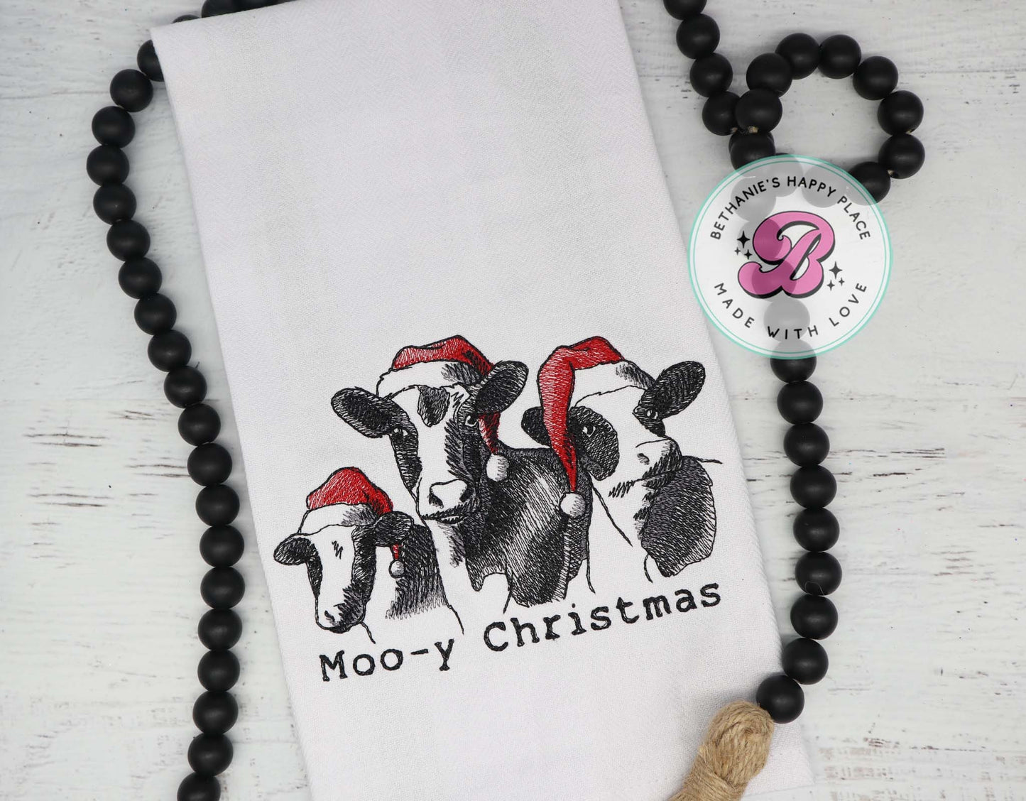 Christmas cow kitchen towel, Christmas cow dish cloth, moo-y Christmas, funny Christmas gifts, funny Christmas cow, Christmas kitchen gifts