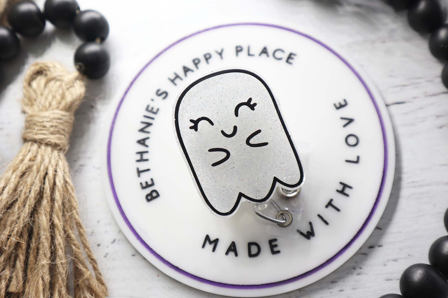 Cute ghost badge reel, ghost badge clip, Halloween badge holder, badge reel nurse, Halloween lanyard, ghost lanyard, ghost gifts