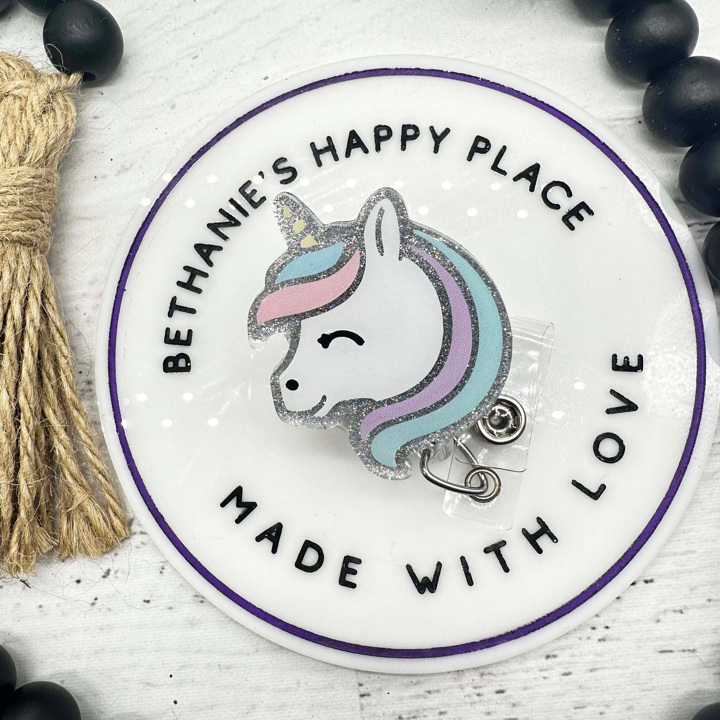 Unicorn badge holder, unicorn badge reel, unicorn gifts, badge reel nurse, unicorn badge clip, lanyard, retractable acrylic badge reel